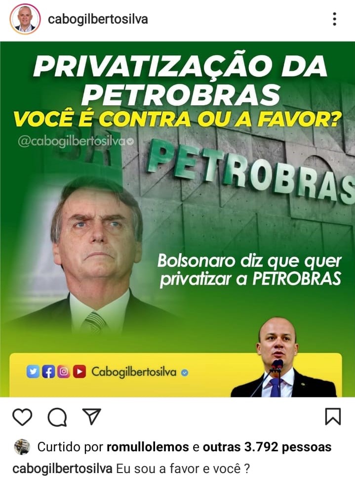 Patriota Cabo Gilberto A Favor Da Privatiza O Da Petrobr S Politika